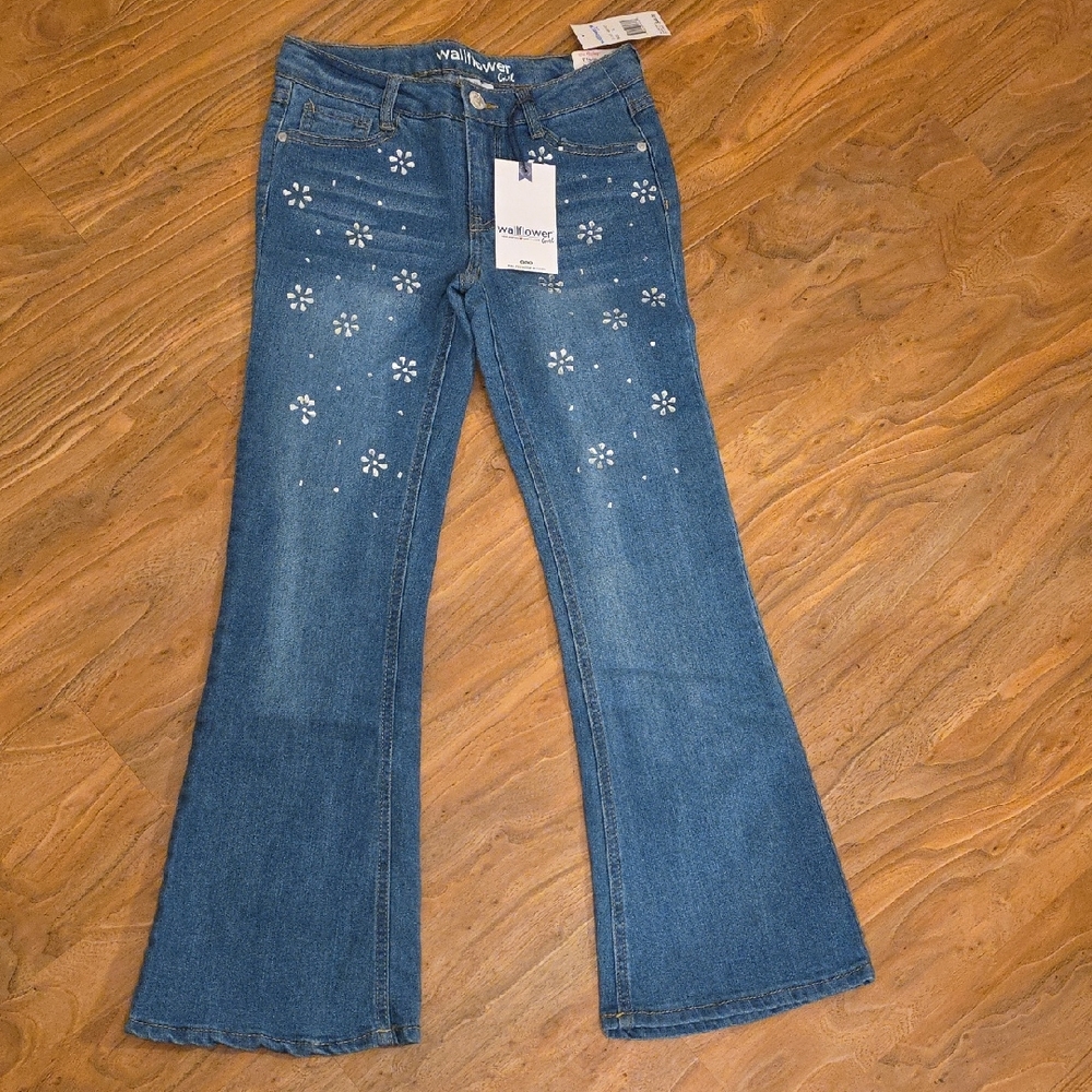 Wallflower Kids Denim Jeans with Floral Accents-NWT